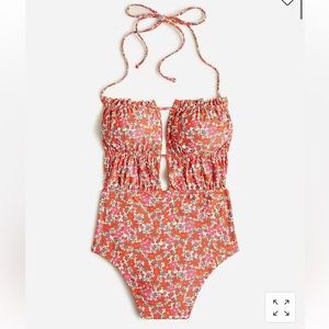 J crew - Ruched one-piece swimsuit with cutouts in brilliant blooms. NWT